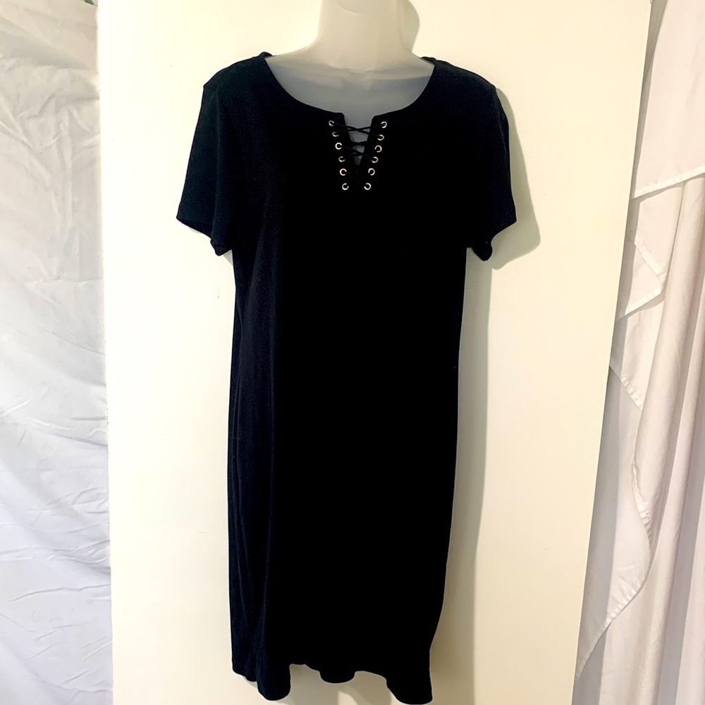 Karen Scott Black Lace-Up Mini Dress